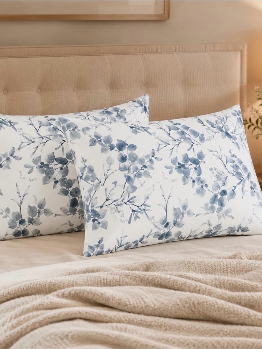 Blue Floral Pillowcase Pair - Soft Floral Bedding